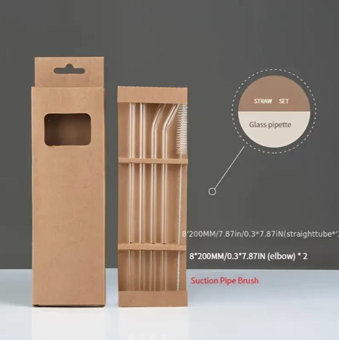 Ensemble de pailles en verre