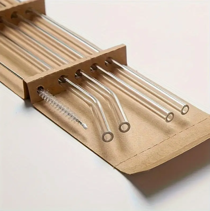Ensemble de pailles en verre