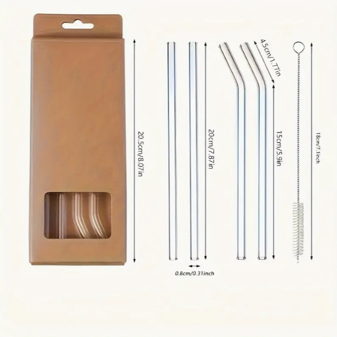 Ensemble de pailles en verre