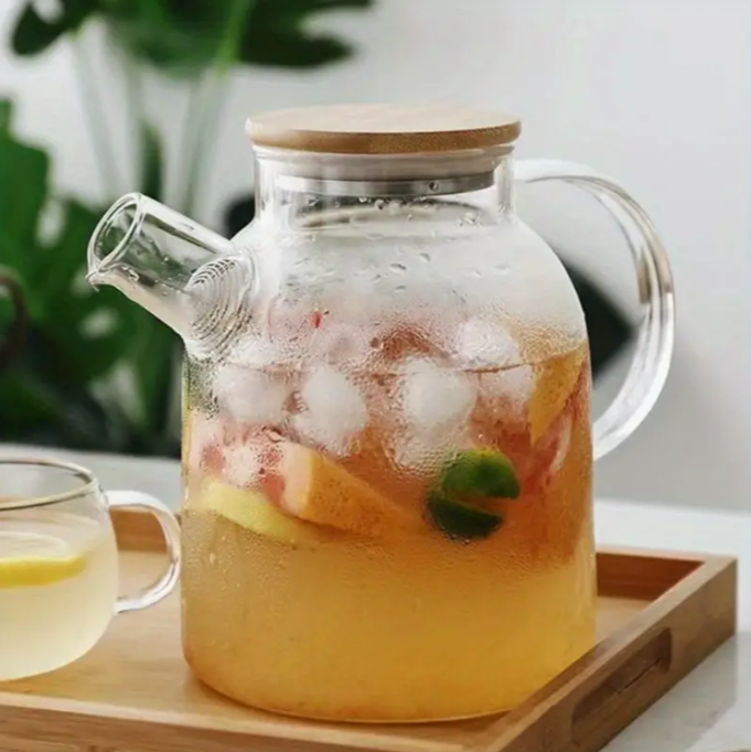 Théière à thé avec couvercle en bambou